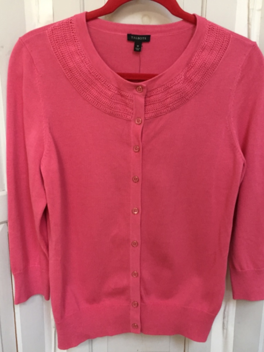 Talbots Pink Button-Up Knit Cardigan - Picture 2 of 15